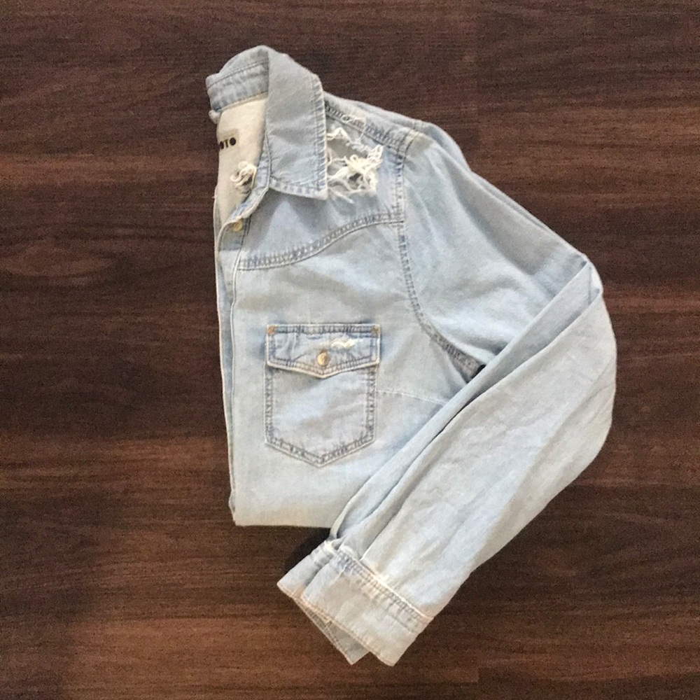 Distressed Denim Top